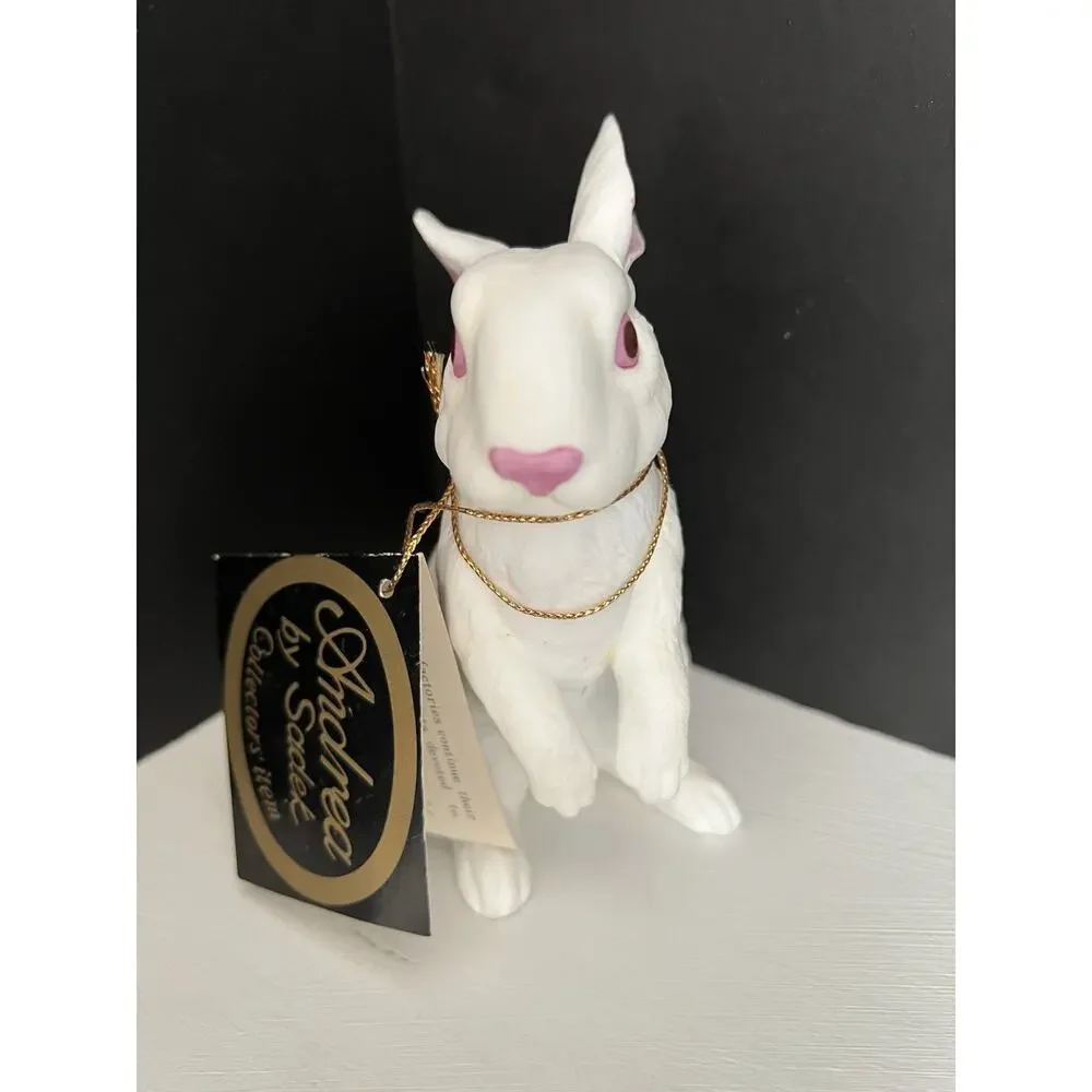 Bunny Rabbit Porcelain Figurine Andrea By Sadek Vintage Signed Japan Cottage